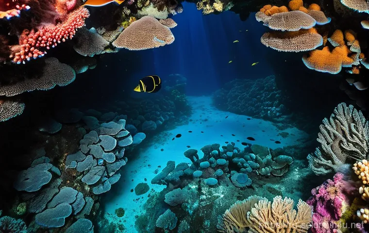 솔로몬 제도 블루 홀 - **Prompt 1: "A lone female diver, fully equipped in a wetsuit and diving gear, gracefully descends i...